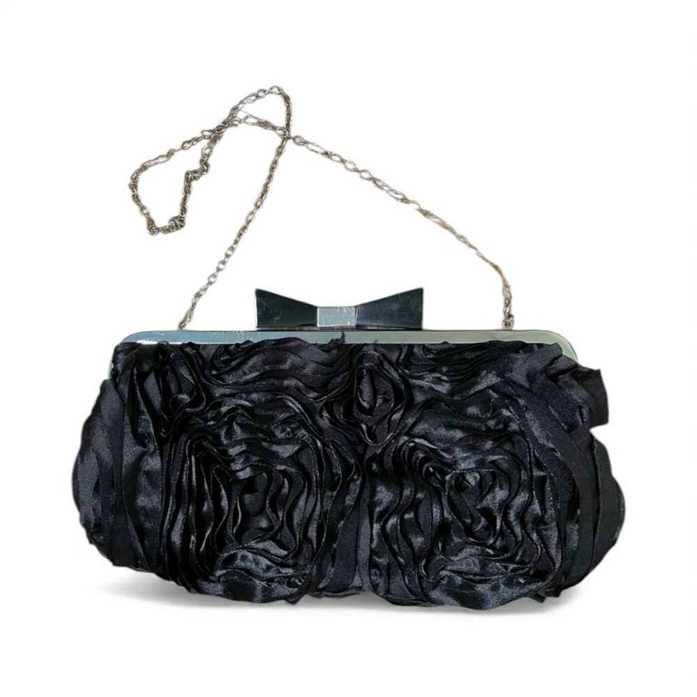Satin rosette evening bag